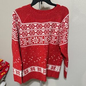 Maurices Red and White Knit Sweater